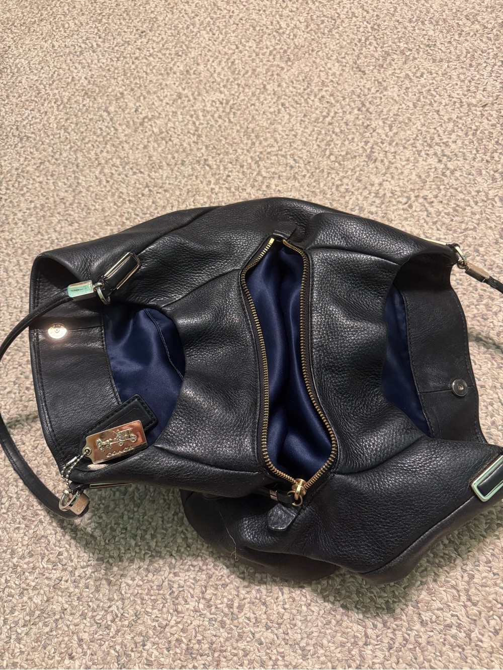 Coach Black Pebbled Leather Shoulder Bag - Picture 4 of 12